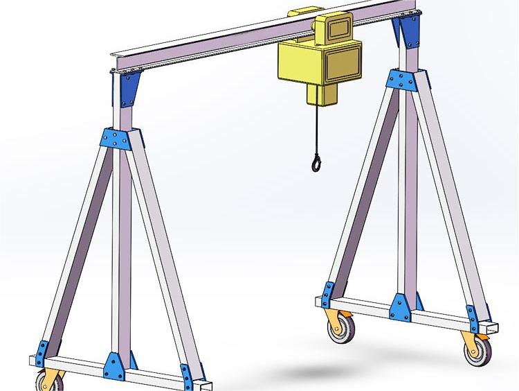 结构简单、带链葫芦的便携式铝制龙门起重机